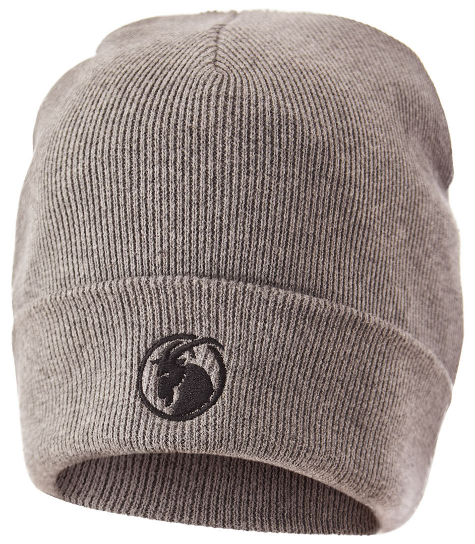 Beanie in grau mit schwarzem gestickten Capricorn Logo
