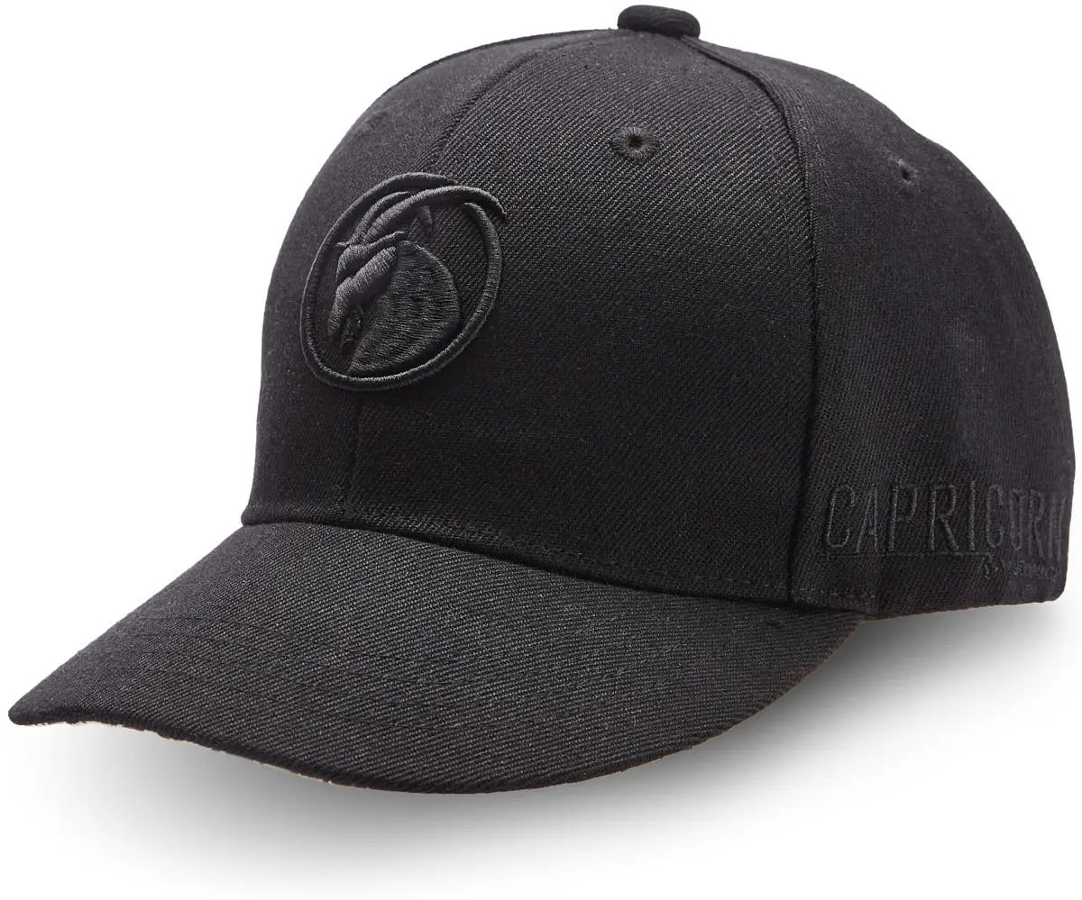 Snapback in schwarz mit Steinbock Stickerei auf der Vorderseite