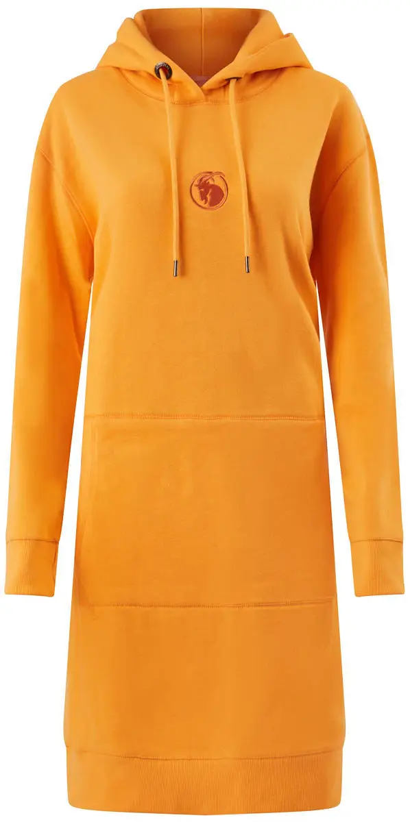 Sweatkleid orangefarben mit Logo Stick mittig auf der Vorderseite