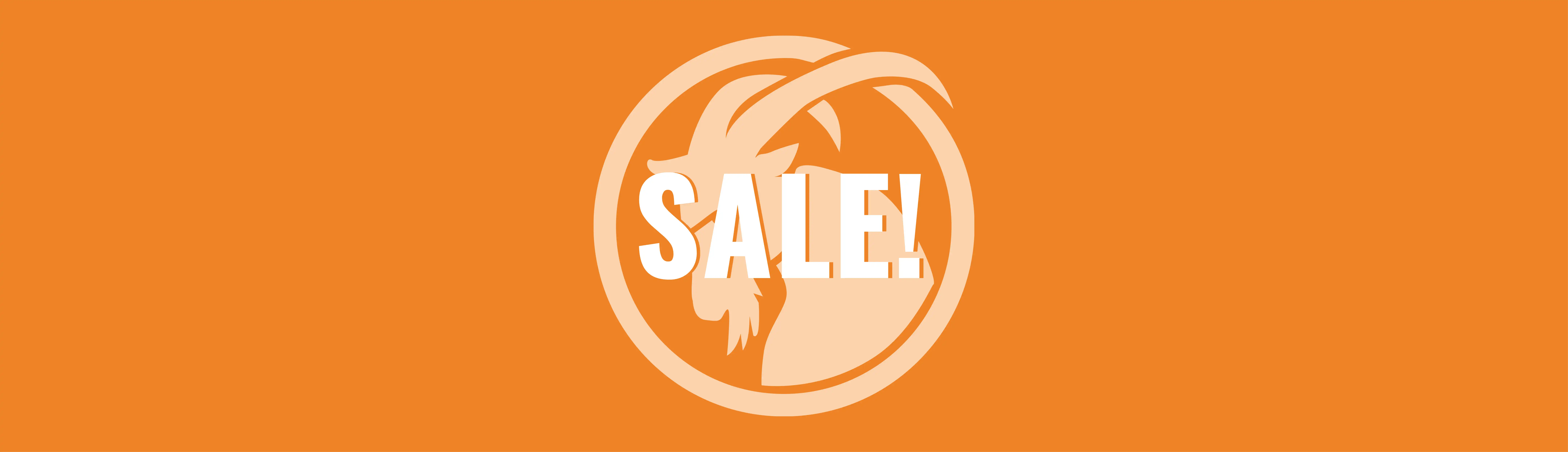 Sale Banner orangefarben mit Capricorn Rockwear Logo