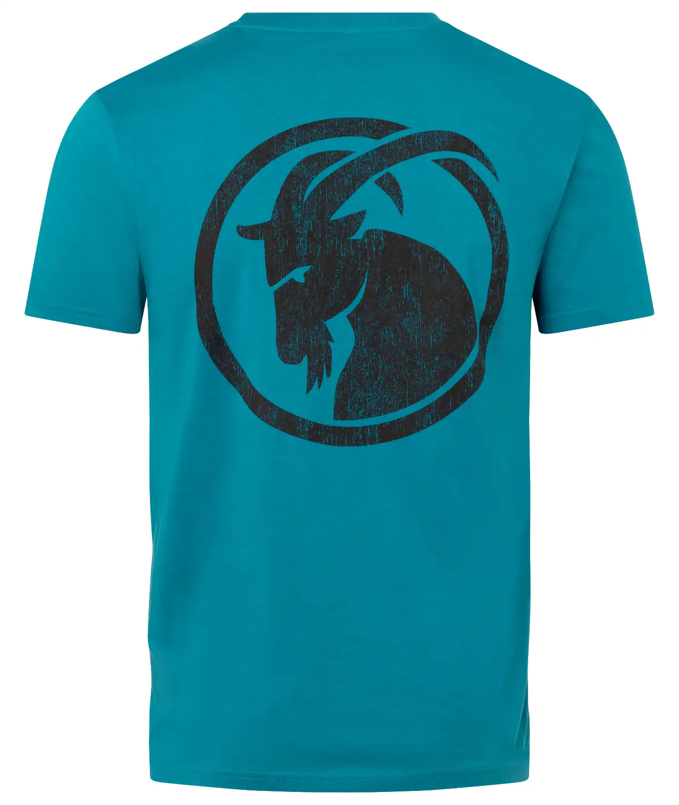 T-Shirt petrol mit schwarzen Steibock Rückendruck