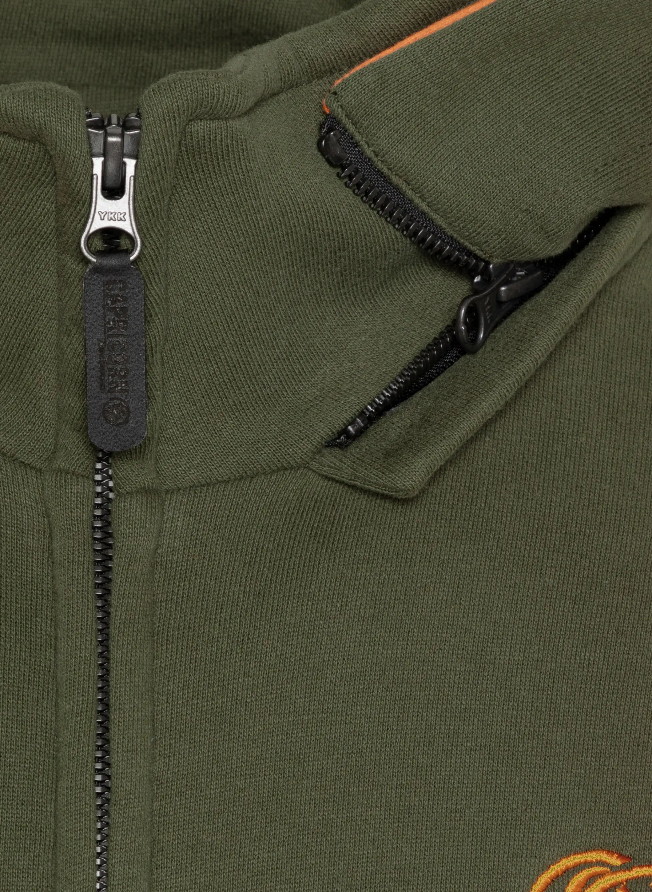 Kapuzenjacke olivgrün, Reißverschluss zum abnehmen der Kapuze