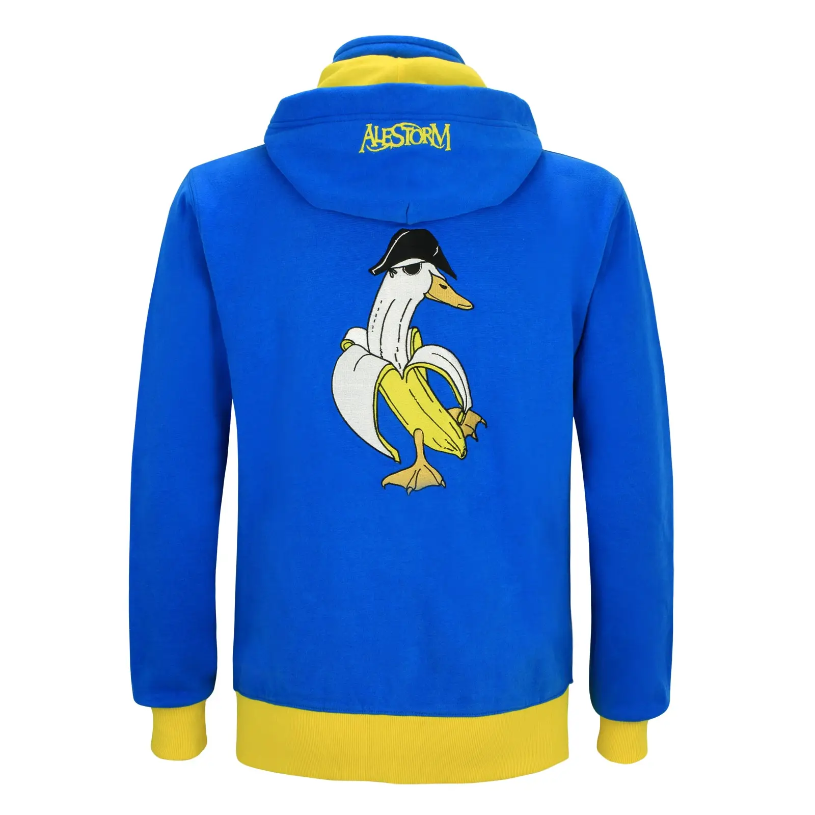 Alestorm Kapuzenjacke blau mit Piratenente Rückenstick