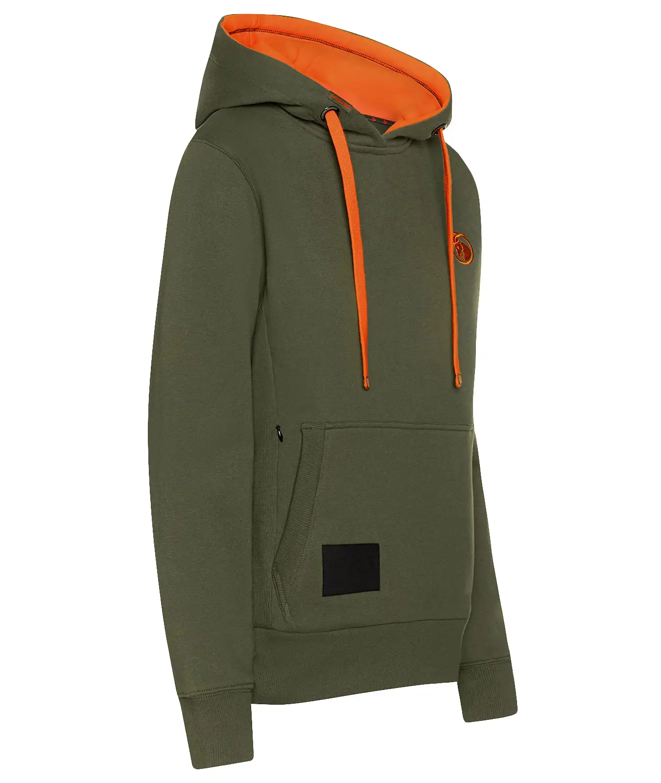 Hoodie olivgrün Seitenansicht