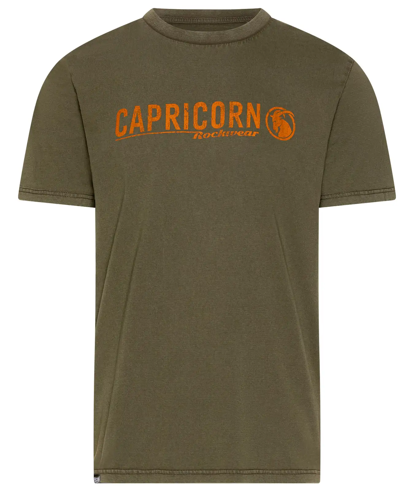 T-Shirt olivgrün mit orangefarbenen vintageprint