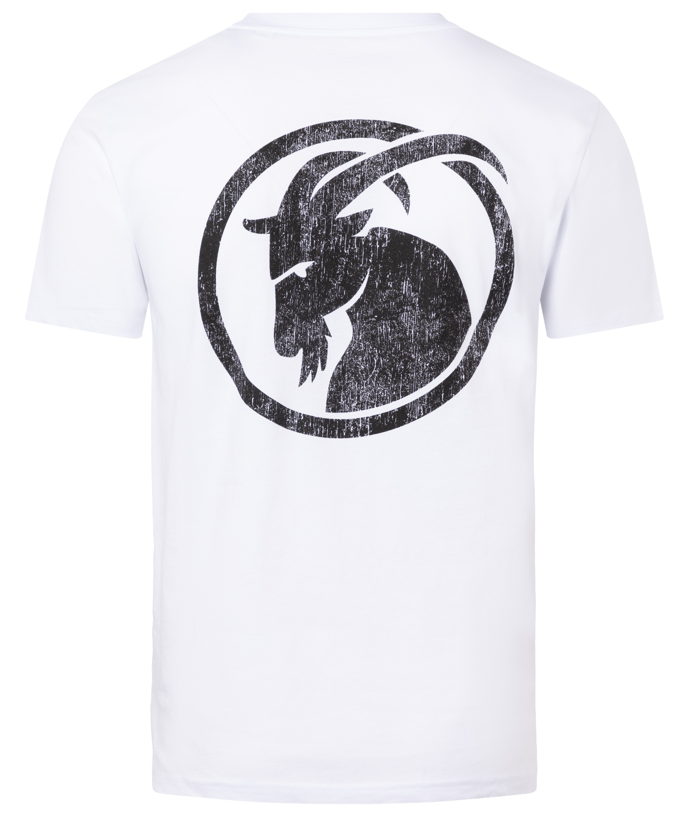 T-Shirt weiß mit schwarzen Steinbock Rückendruck