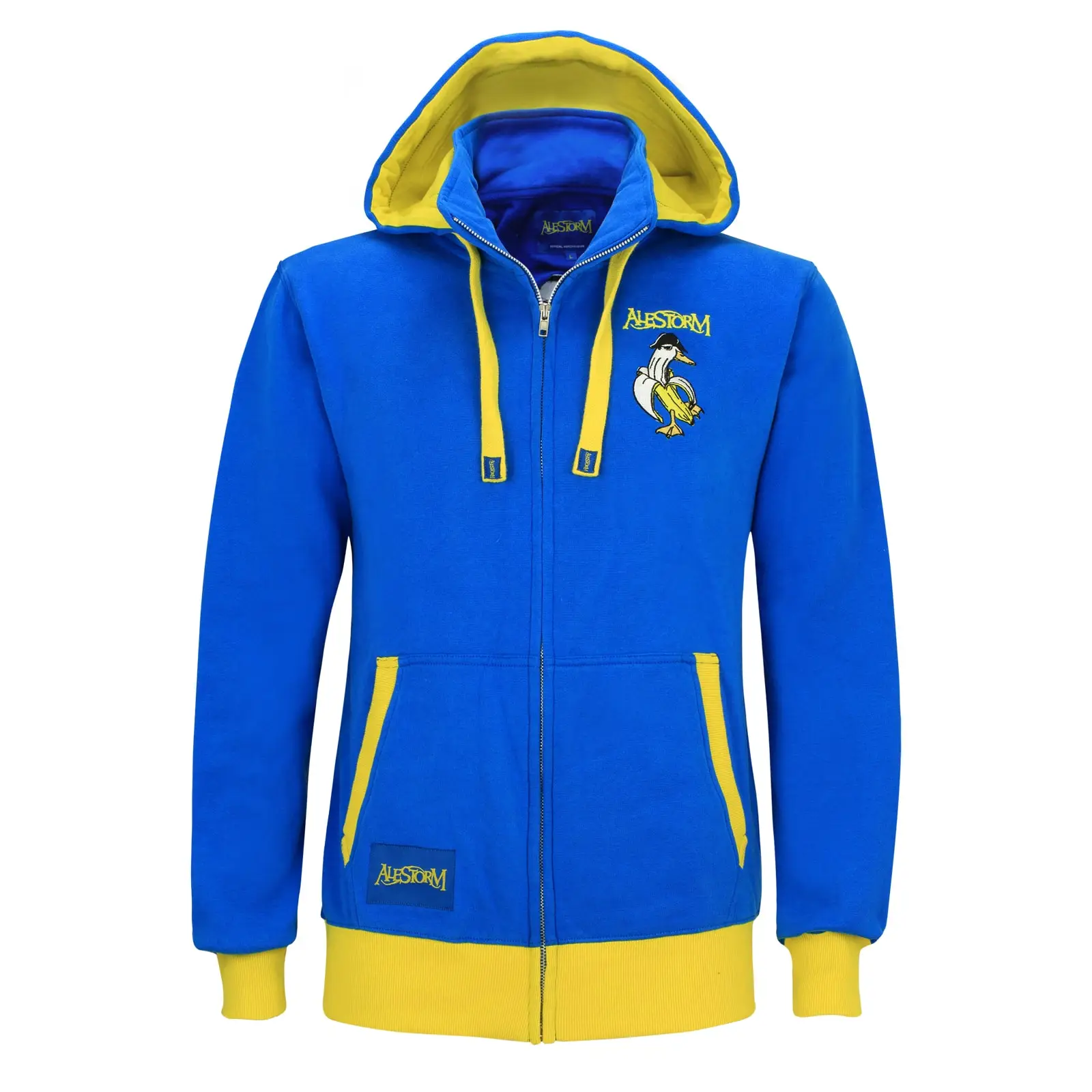 Alestorm Kapuzenjacke blau mit Piratenente Bruststick