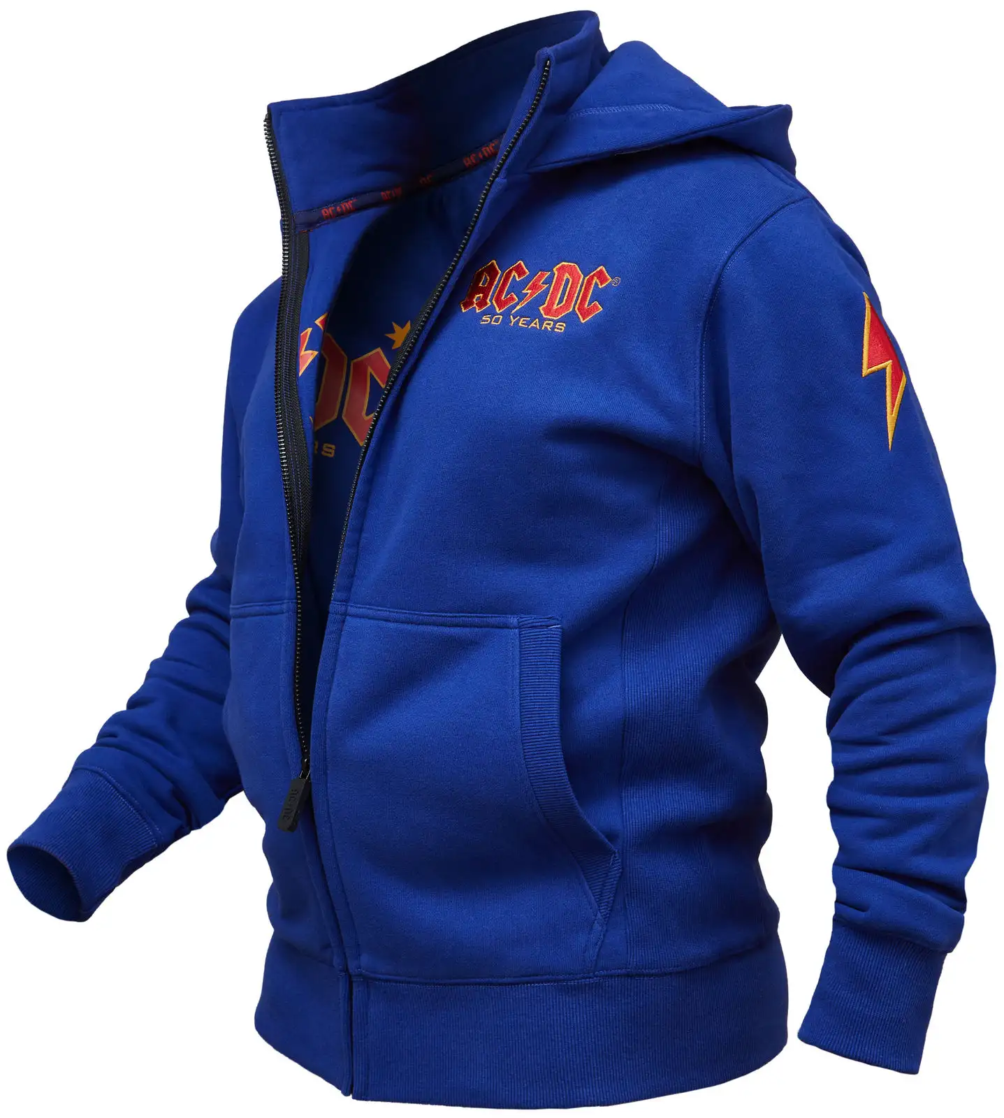 AC/DC Australia 74 Kapuzenjacke in blau. Seitenansicht