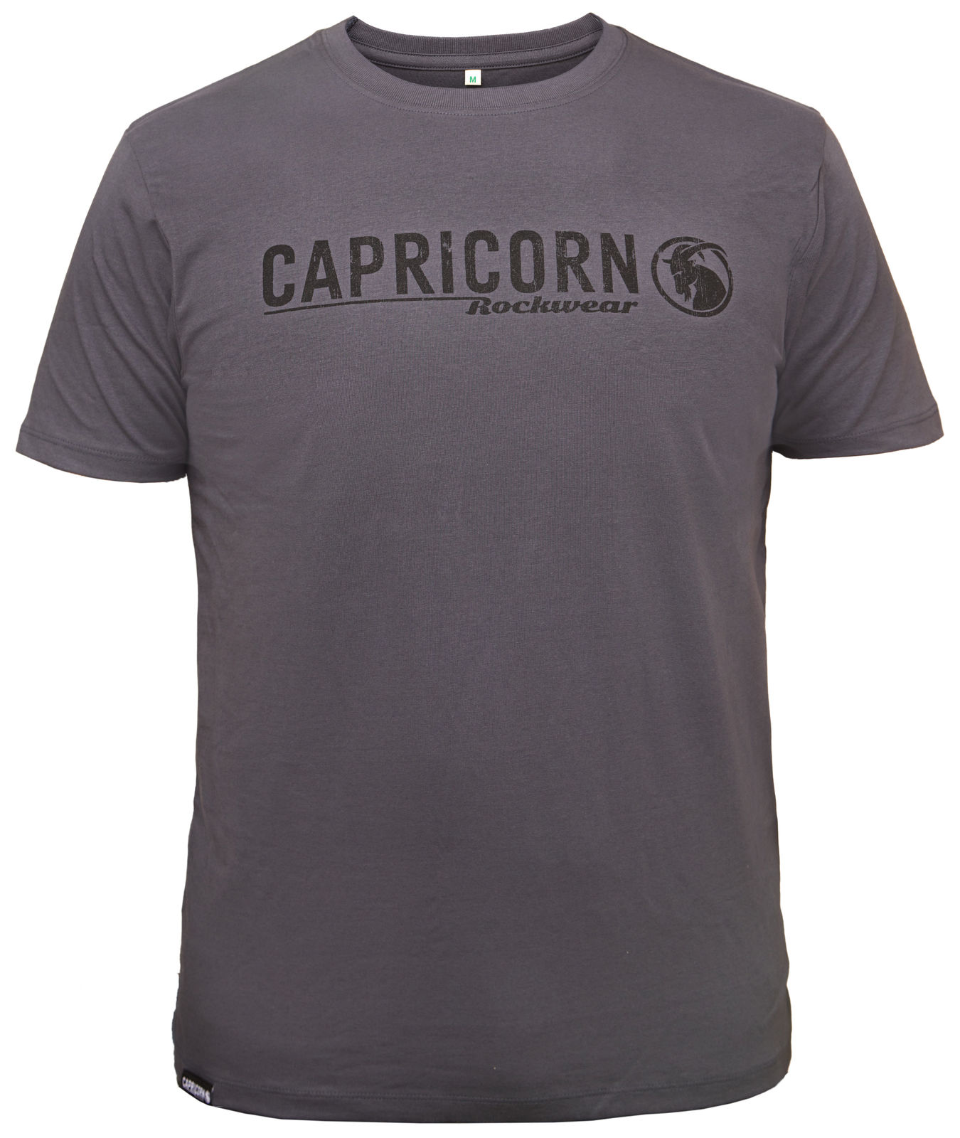 T-Shirt dunkelgrau mit Capricorn Rockwear Schriftzug auf der Brust