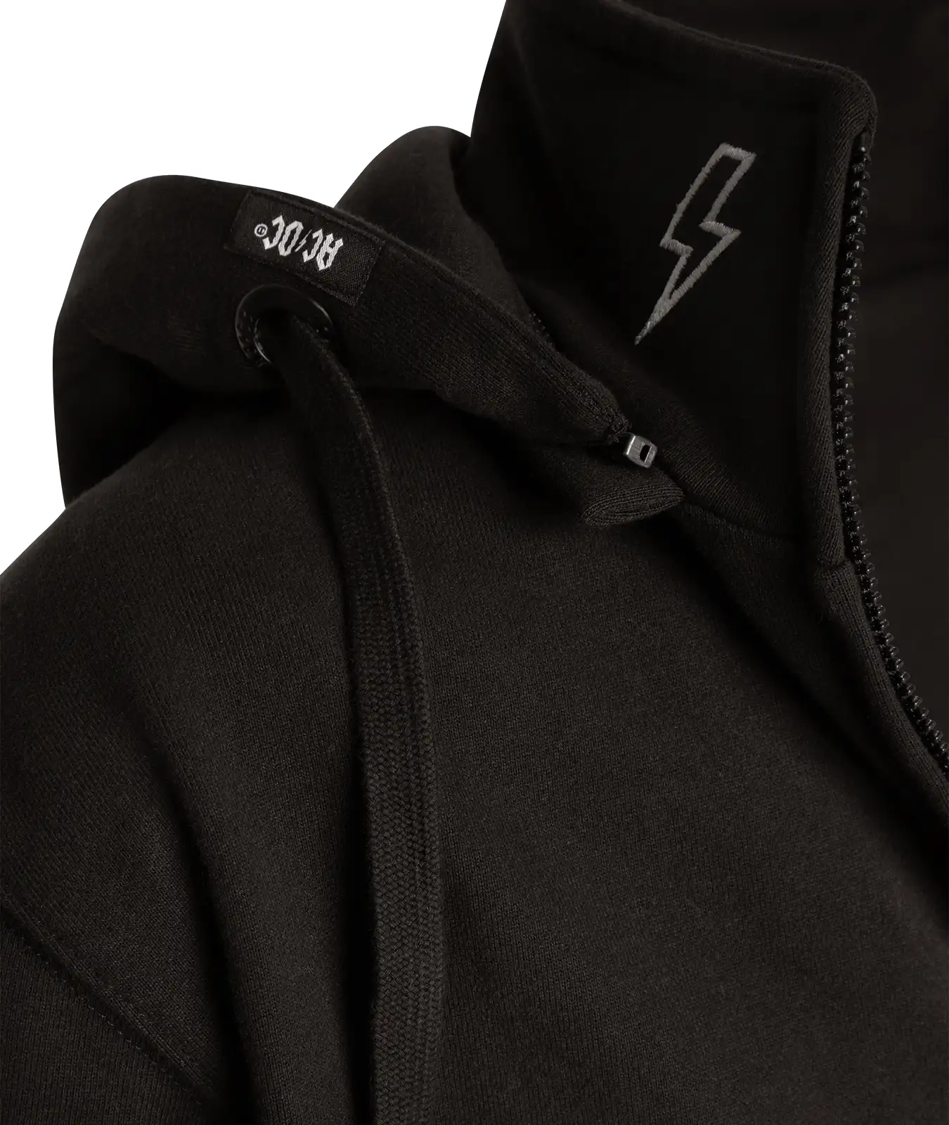 Kapuzenjacke AC/DC Back in Black, abnehmbare Kapuze im Detail