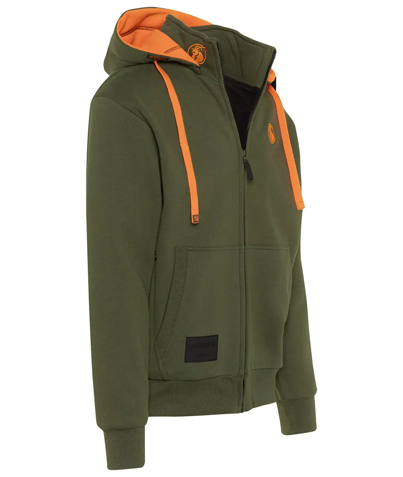 Kapuzenjacke olivgrün Seitenansicht