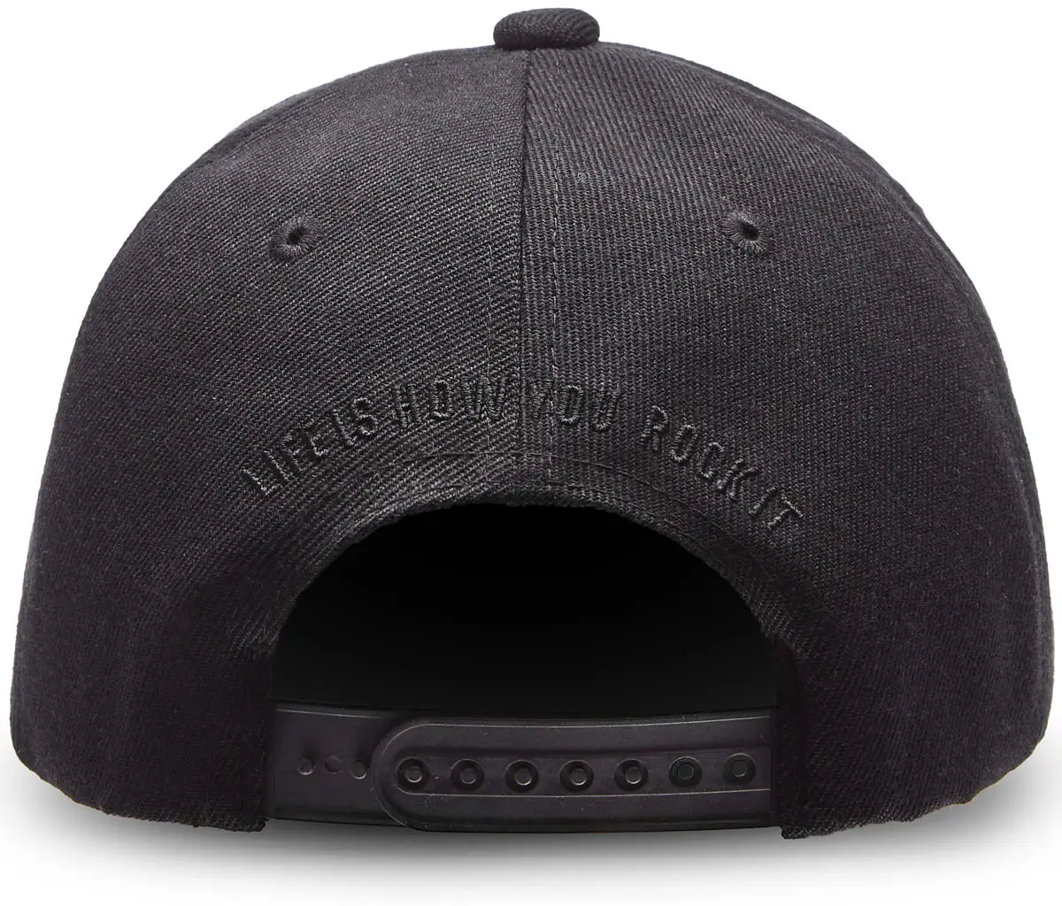 Snapback schwarz mit Stickerei auf der Rückseite