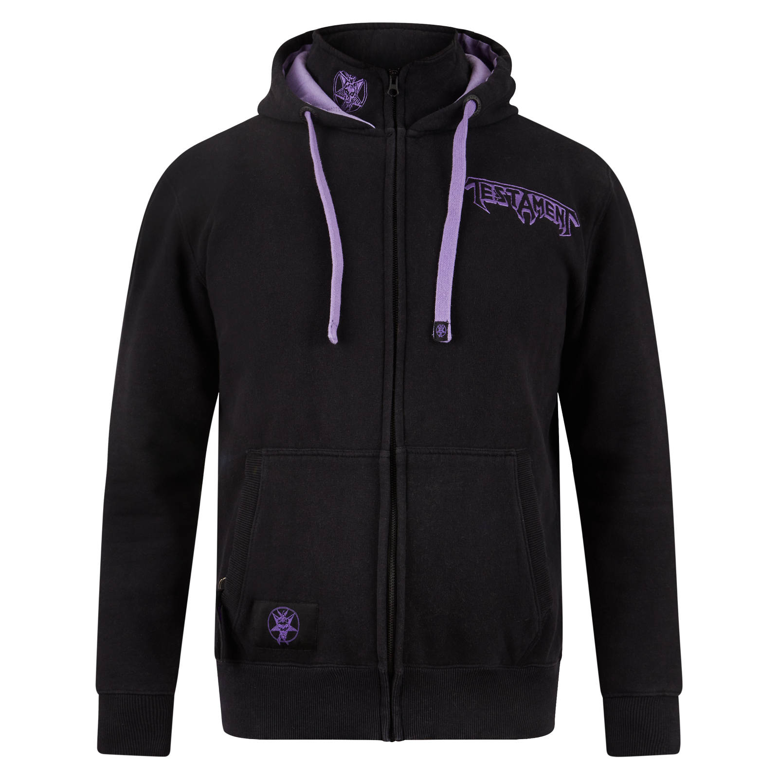 Kapuzenpullover in dunkler, lilanen Akzenten und lilanem Testament Aufdruck