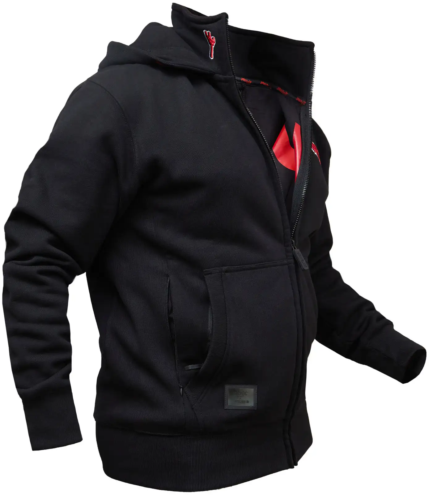 Judas Priest kapuzenjacke in schwarz, Seitenansicht.