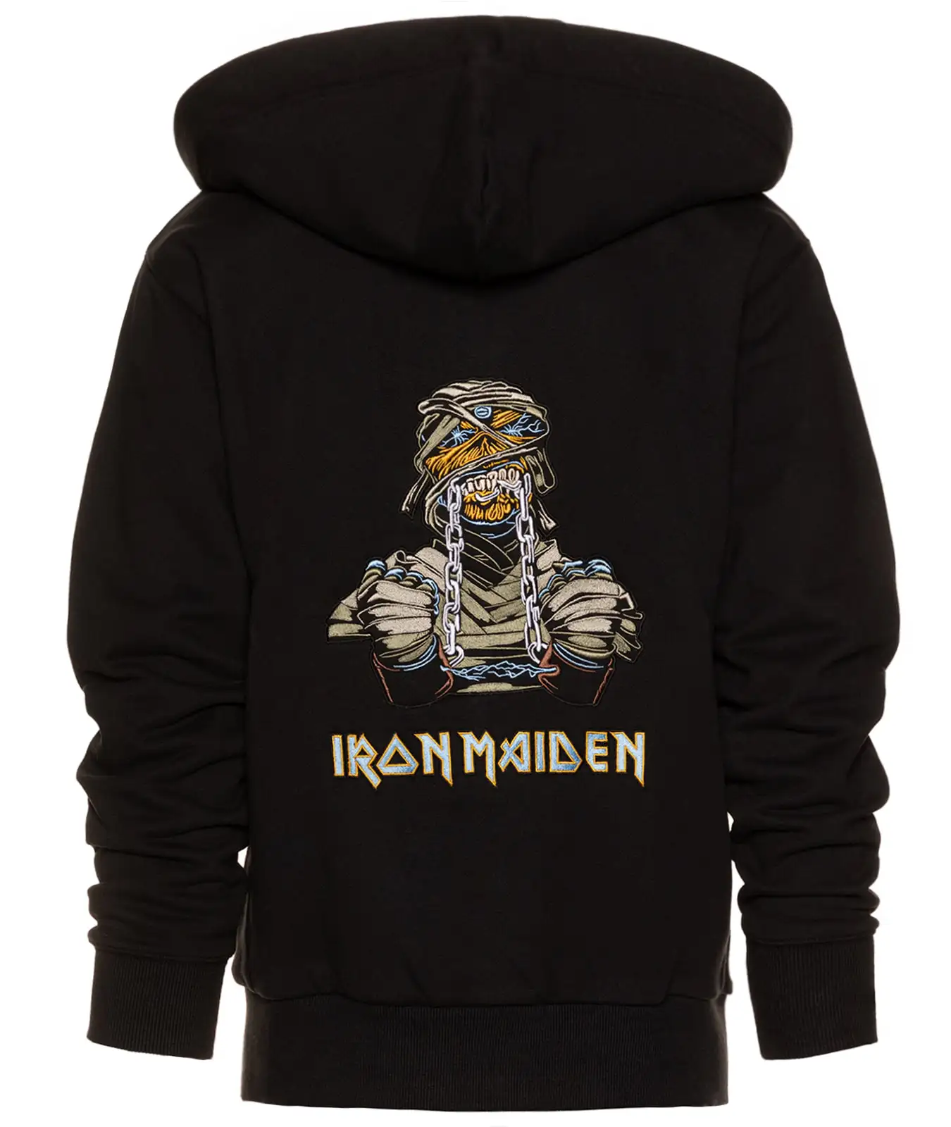 Iron Maiden Powerslave Kapuzenjacke mit komplett gesticktem Rückenmotiv