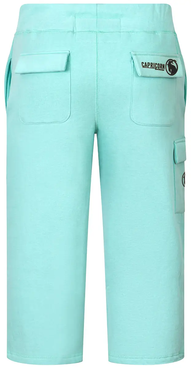 3/4 Hose in mintgrün mit Rubberprint auf der Gesäßtasche. Rückansicht