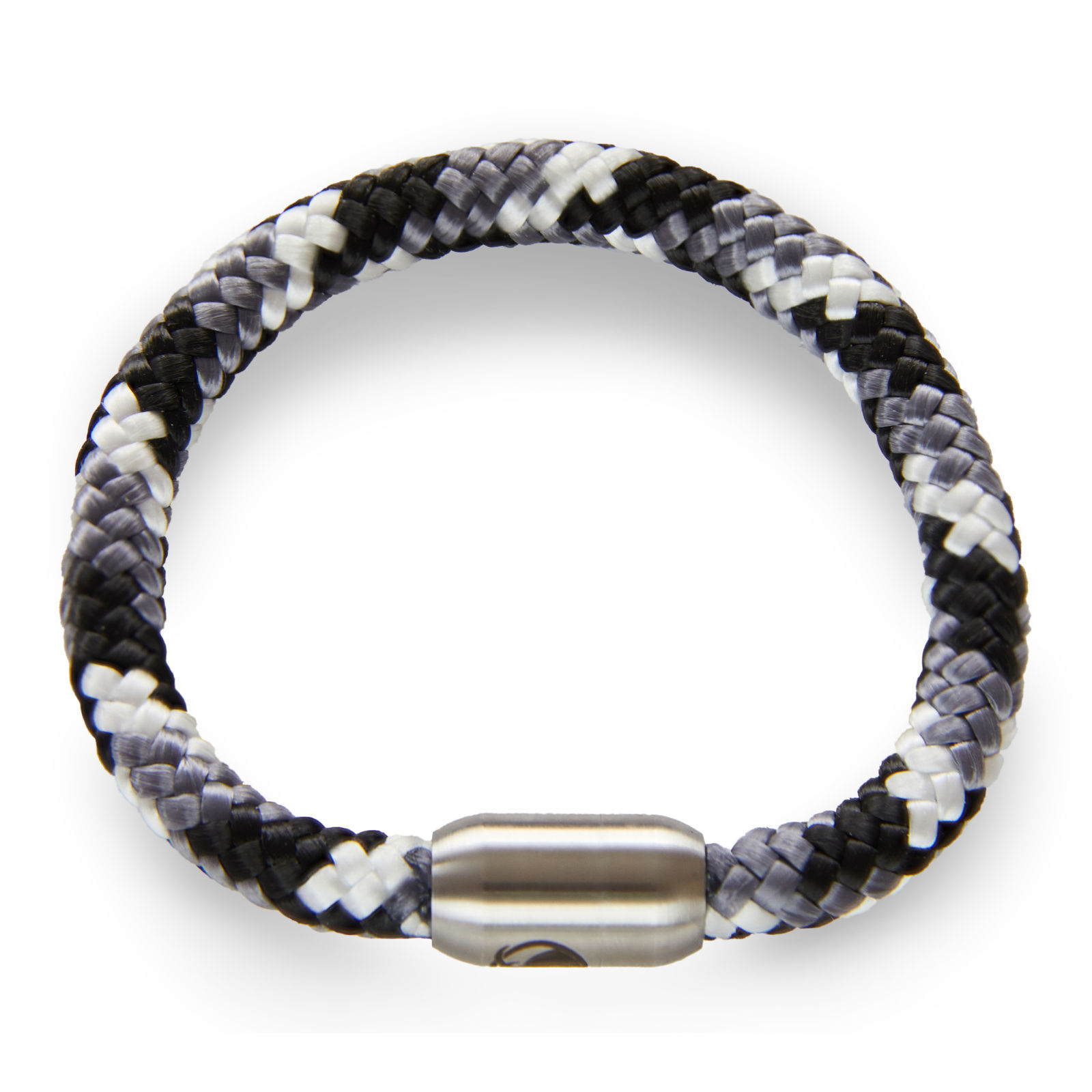schwarz weiß graues Arnband aus Tau mit Magnetverschluss