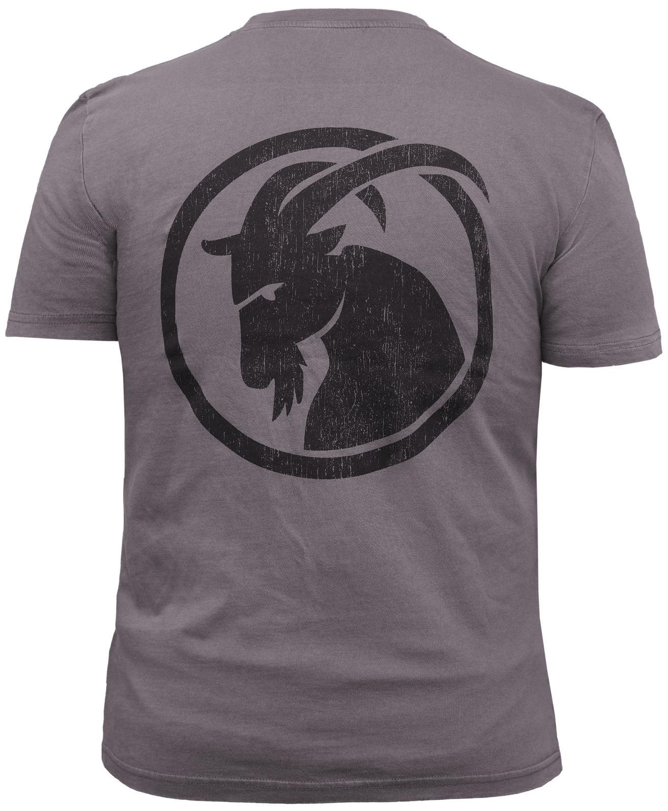 T-Shirt dunkelgrau mit großem Steinbock Kopf auf dem Rücken