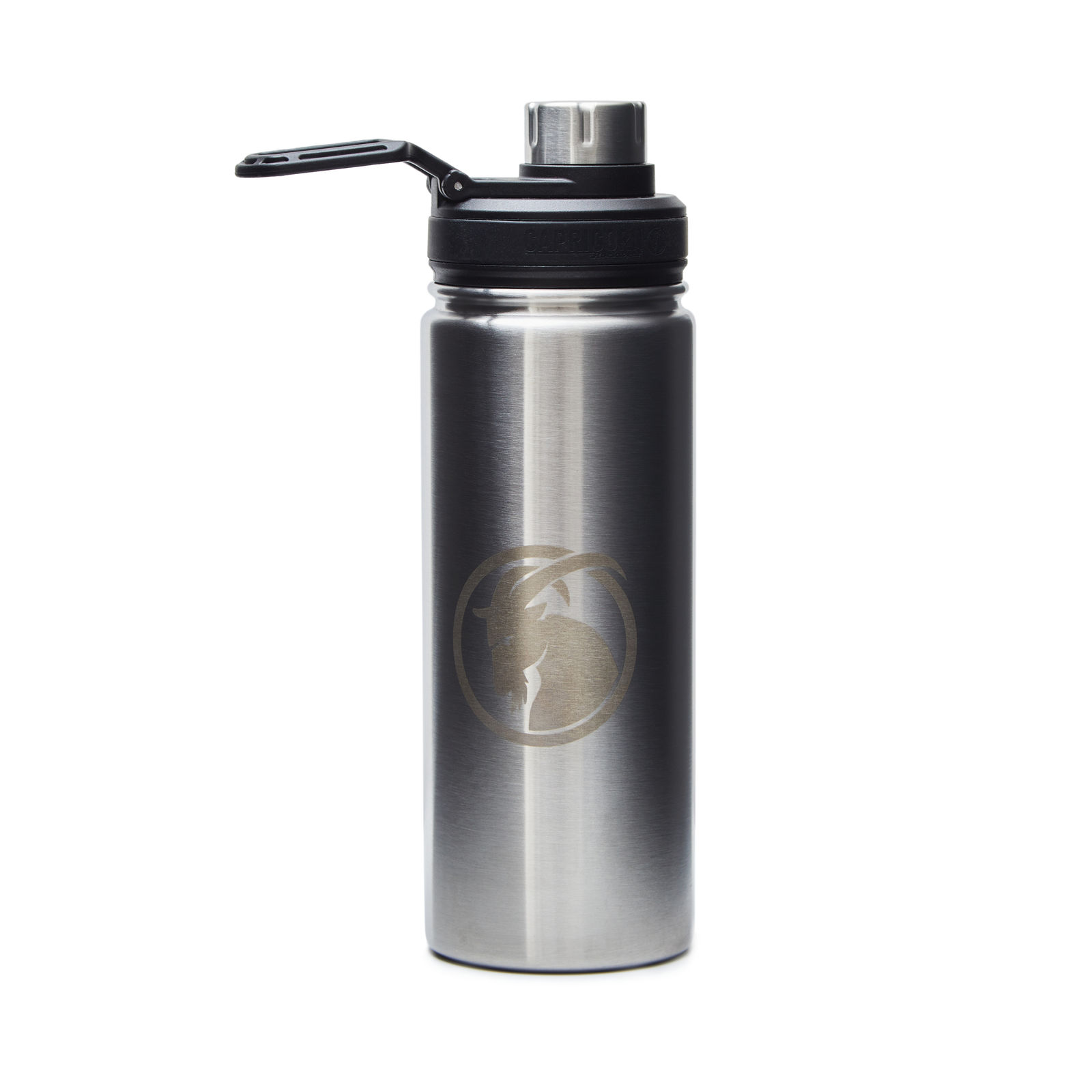 Edelstahl Trinkflasche mit graviertem Steinbock Kopf