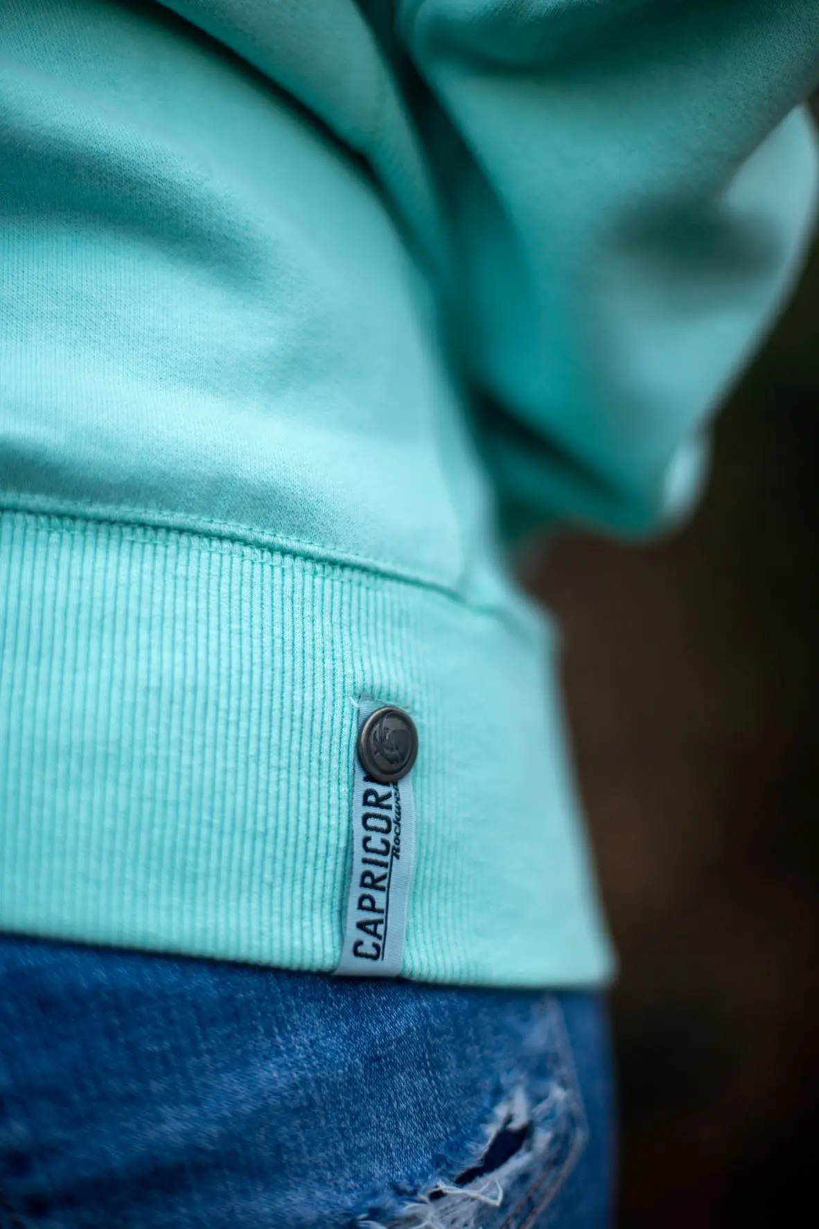 Saumlabel Detail Kapuzenjacke mintfarben