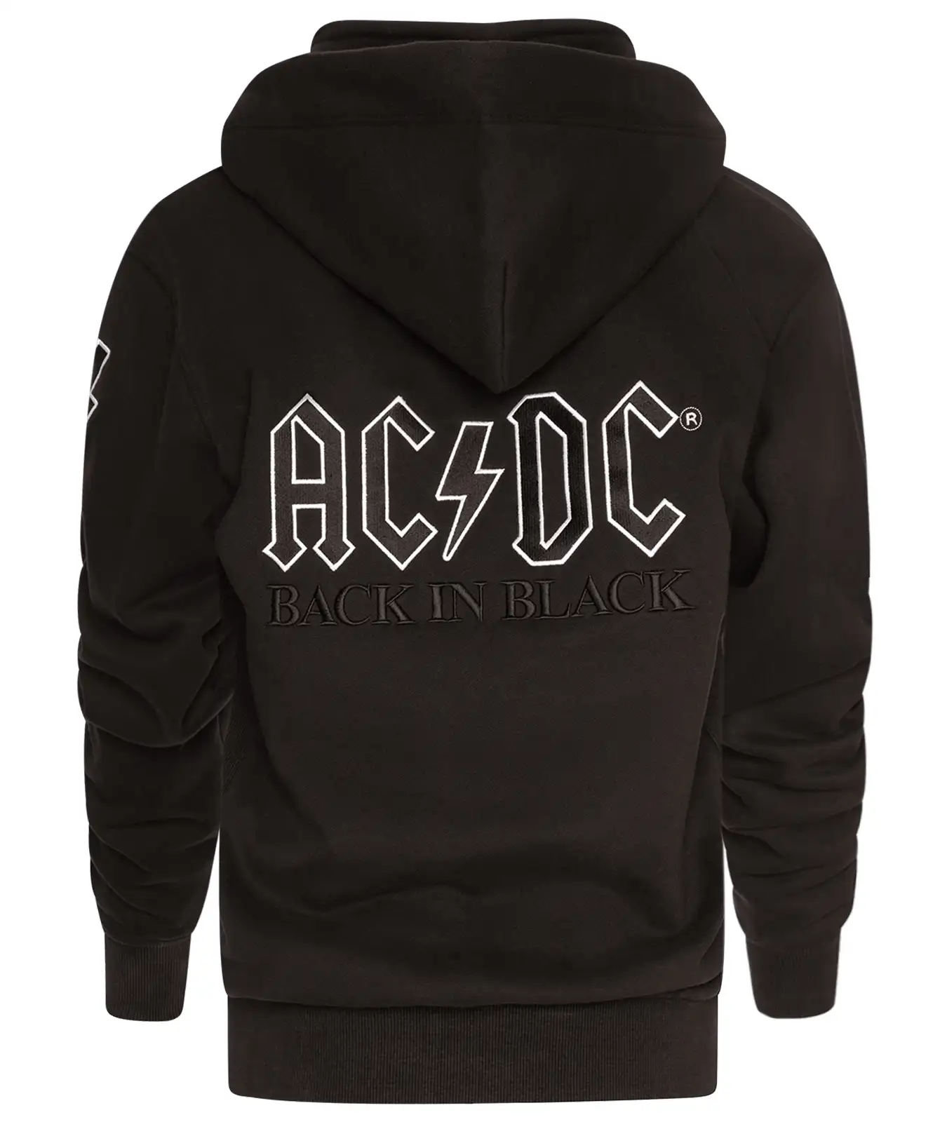 Kapuzenjacke AC/DC Back in Black mit großem gestickten Logo auf dem Rücken