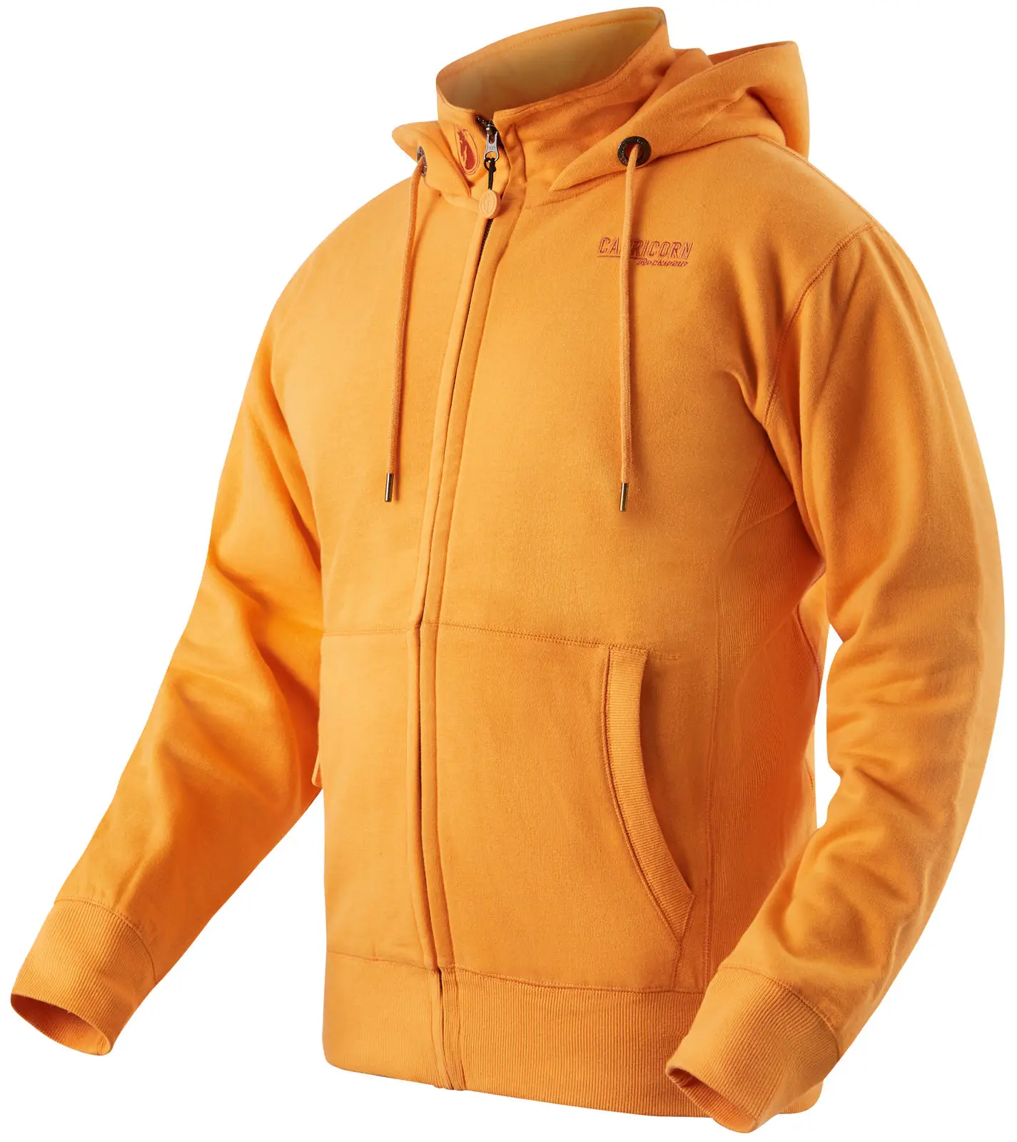 Kapuzenjacke orangefarben seitliche Ansicht